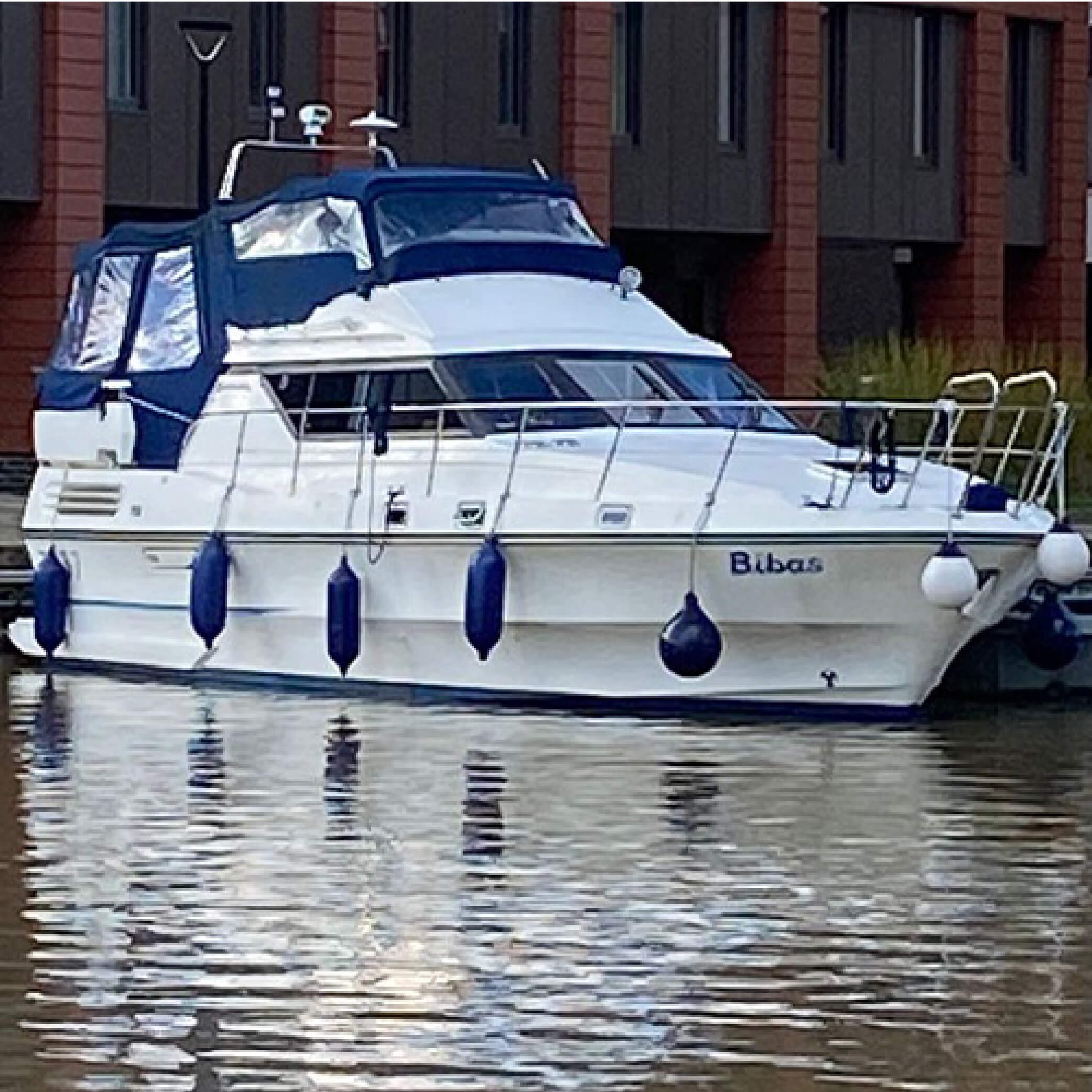 Bright white clean river cruiser boat valeting service South Yorkshire